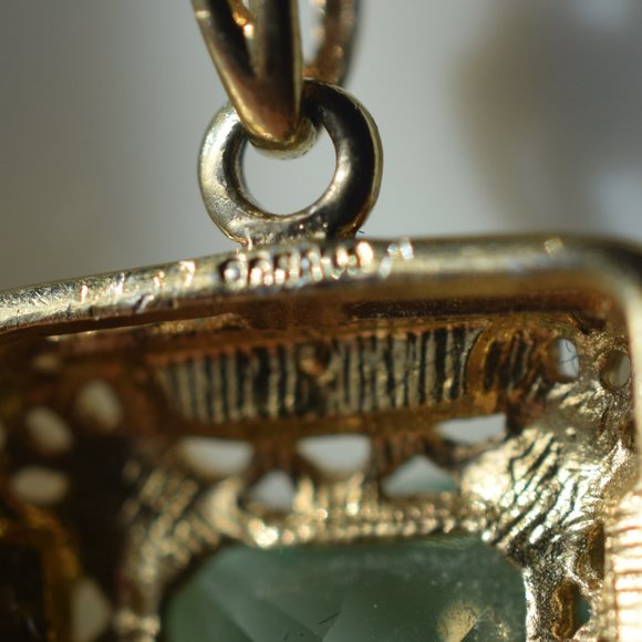 Chateau D Argent Genuine 12mm. by 10mm. Aqua Marine 925 Gold Vermeil Necklace - Picture 5 of 11